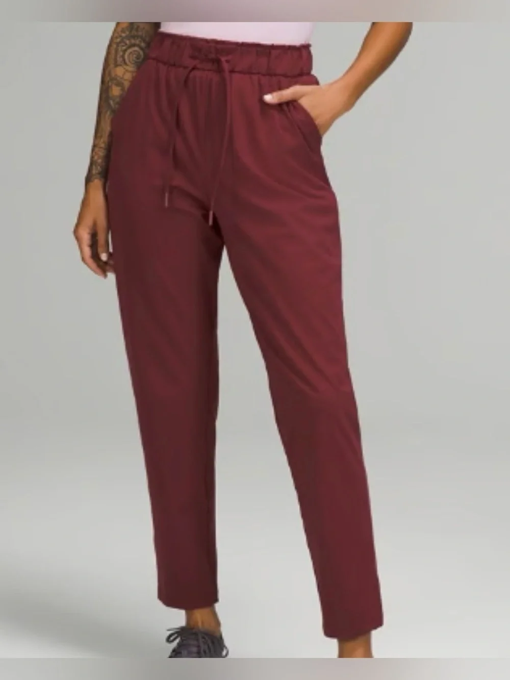 LULULEMON Stretch High-Rise Jogger  7/8 Length Women's Size 12 Burgundy Maroon